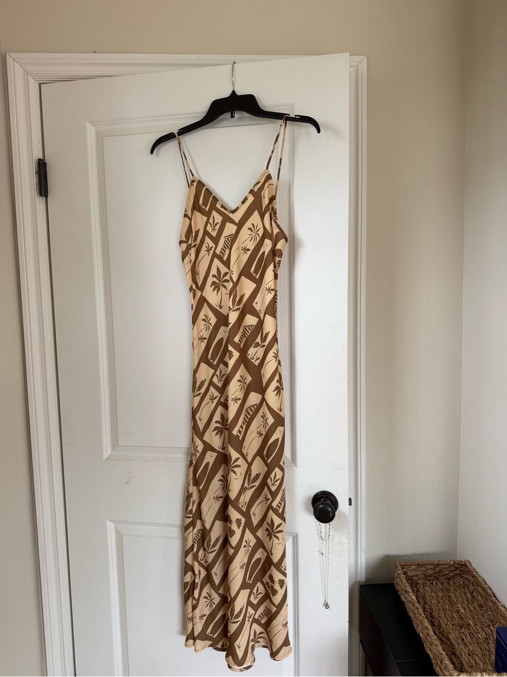 RESA Beige & Brown Tropical Slip Maxi Dress